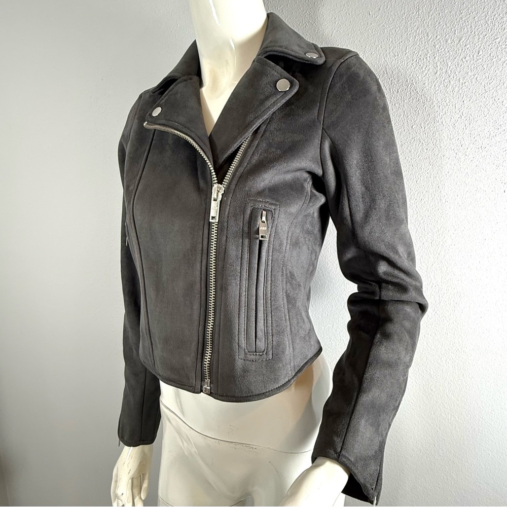 Abercrombie & Fitch Women's Dark Gray Vegan Suede Moto Jacket. Size XS - Picture 2 of 8